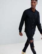 Asos Design Regular Fit Western Shirt With Poppers In Black - Black