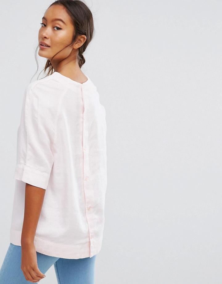 Waven Inca Button Back Denim Top - Pink