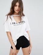 Bershka I Am A Woman T-shirt - White