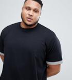 Jacamo Plus Longline T-shirt With Sleeve And Hem Extender - Black