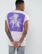 Asos Oversized Sleeveless T-shirt With Palm Back Print - Purple