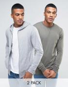 Asos Muscle Hoodie And Sweatshirt 2 Pack - Multi