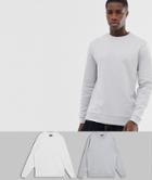 Asos Design Sweatshirt 2 Pack Light Gray/white - Multi