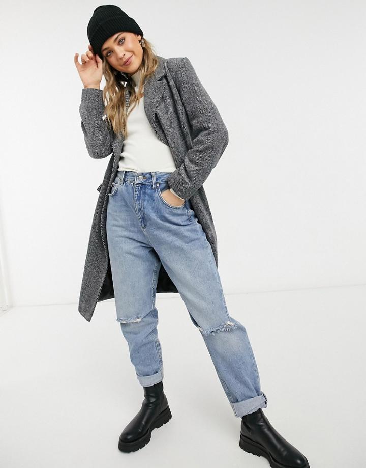 Miss Selfridge Tie Waist Coat In Gray-grey