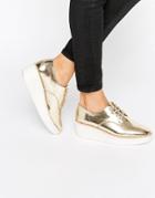 Aldo Rivale Metallic Chunky Flat Shoes - Gold