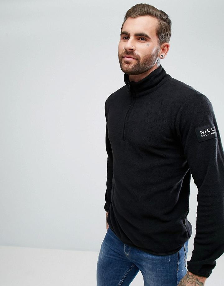Nicce London Half Zip Track Top In Black Fleece - Black
