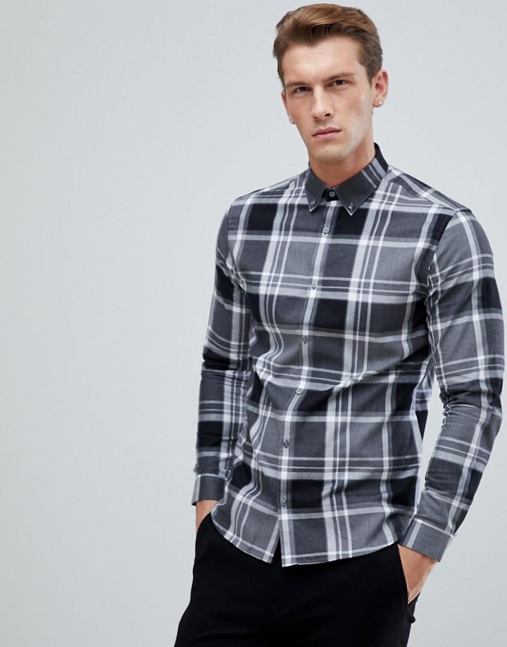 Jack & Jones Premium Slim Check Shirt - Gray