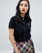 Fred Perry X Le Kilt Polo Shirt With Contrast Stitching - Black