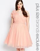 Forever Unique Plus One Shoulder Pleated Prom Dress - Pink