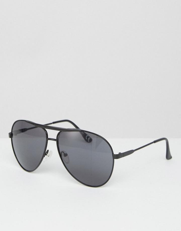 Jeepers Peepers Aviators In Black With Black Metal Frame - Black