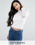 Miss Selfridge Petite Long Sleeved Ruffle Top - Beige