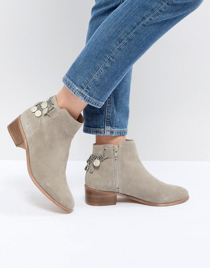Asos Design Amaze Suede Ankle Boots - Beige