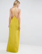 Asos Halter Strap Back Maxi Dress - Yellow