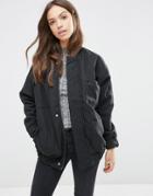 Waven Mina Long Line Bomber Jacket - Black