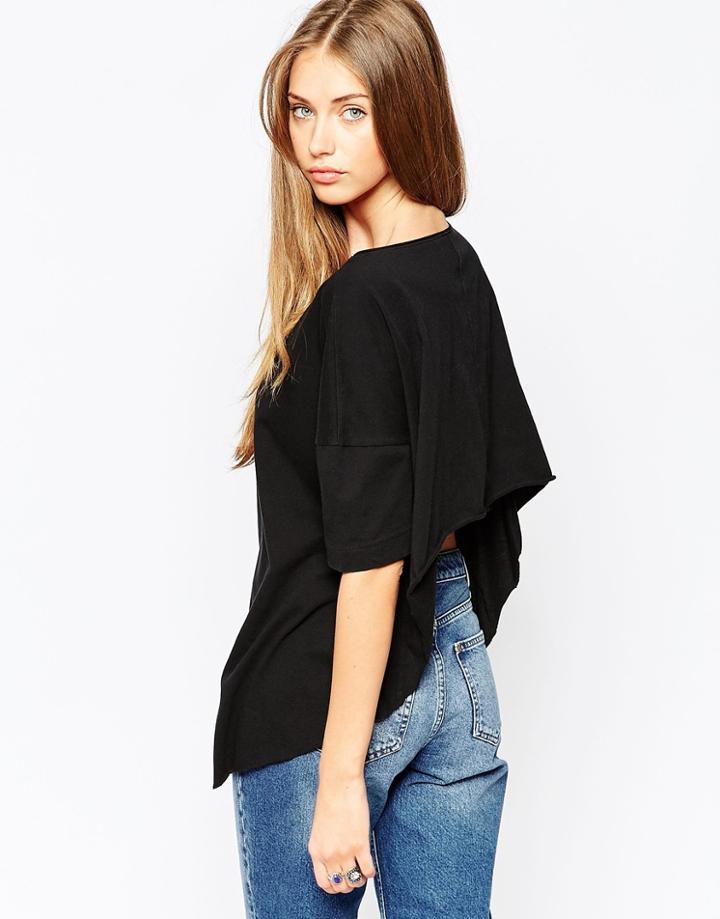 Asos Frill Back Oversize Tee - Black