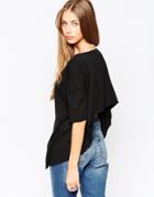 Asos Frill Back Oversize Tee - Black