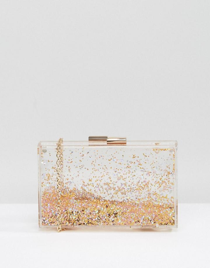 Aldo Darown Gold Glitter Clutch Bag - Gold
