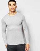Farah Crew Neck Long Sleeve Top In Muscle Fit - Gray