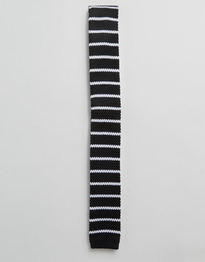 Selected Knitted Tie - Black