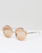 Dolce & Gabbana Round Sunglasses With Baroque Detail In Gold - Gold