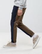 Asos Tapered Cut And Sew Pants In Navy - Navy