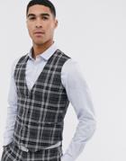 Asos Design Super Skinny Suit Suit Vest In Gray Check - Gray