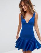 Asos Flippy Hem Mini Dress - Blue