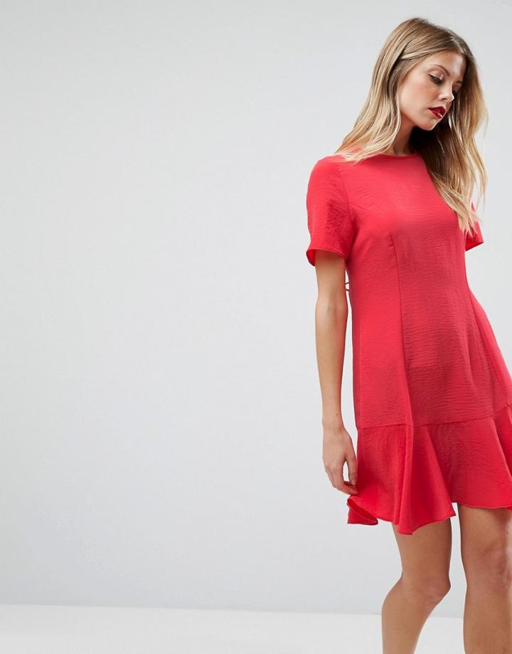 Asos Lace Up Back Tea Dress - Red