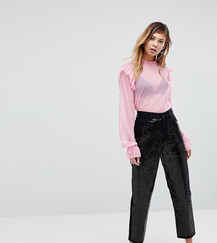 Monki Taiki Sequin Slim Mom Jeans