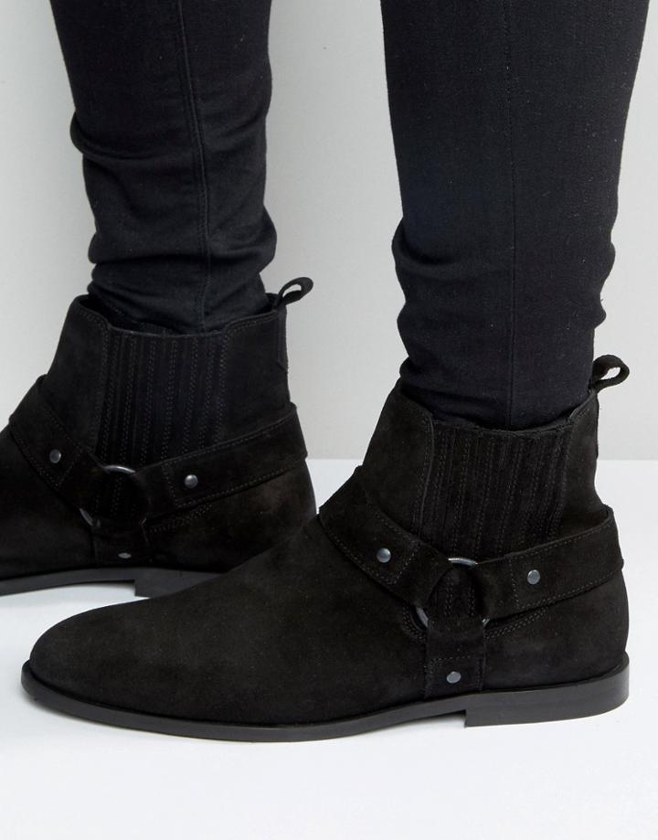 Kg Kurt Geiger Jackson Suede Biker Boots - Black