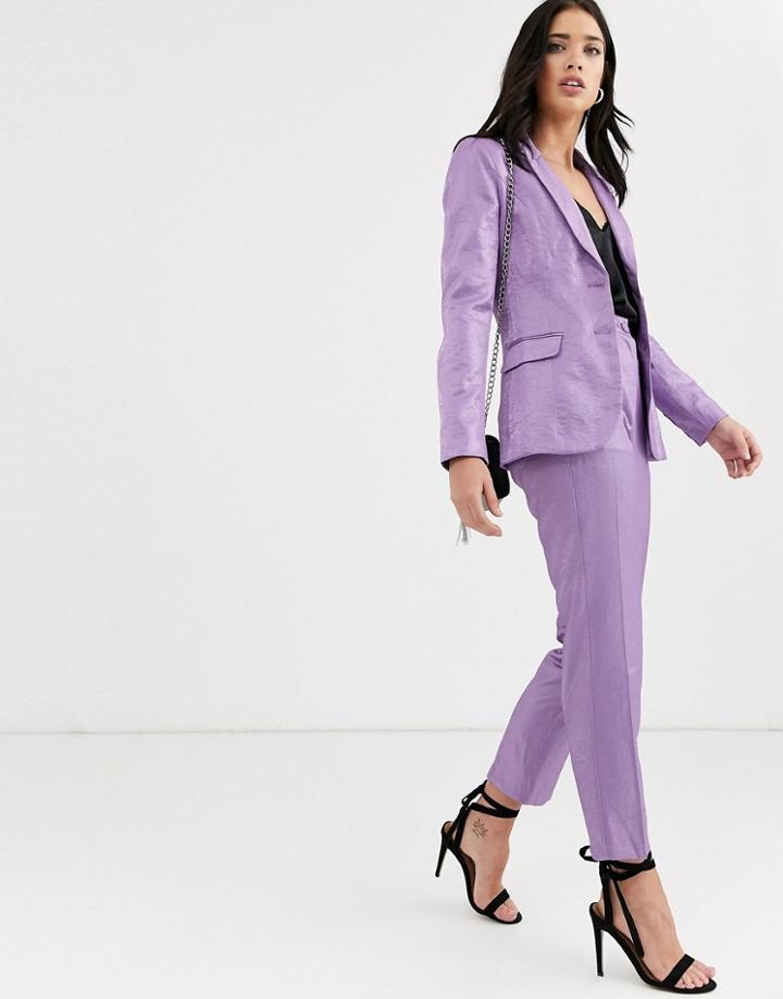 Fashion Union Tailored Pants Coord With Pleat Detail In Metallic Jacquard