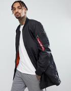 Alpha Industries Ma1-tt Longline Bomber Jacket In Black - Black