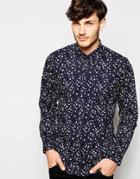Peter Werth Premium Shirt With All Over Floral Print - Navy
