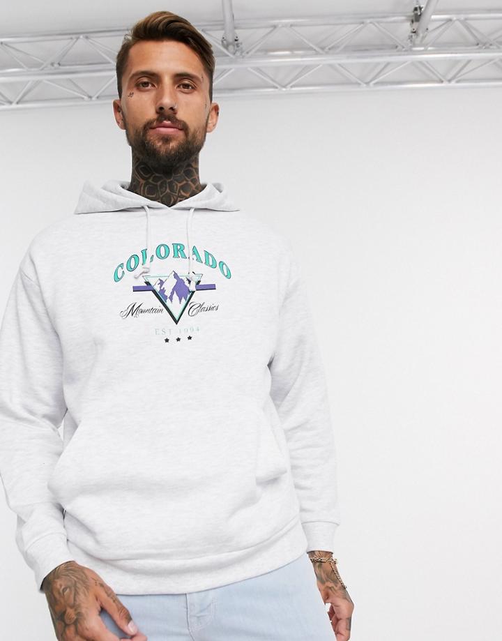 Asos Design Oversized Hoodie With City Chest Print-white