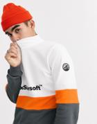 Aprex Supersoft Sweatshirt With Half Zip In White With Contrast Panels-multi