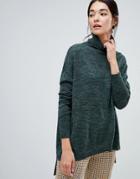 Vila Roll Neck Knit Sweater - Green