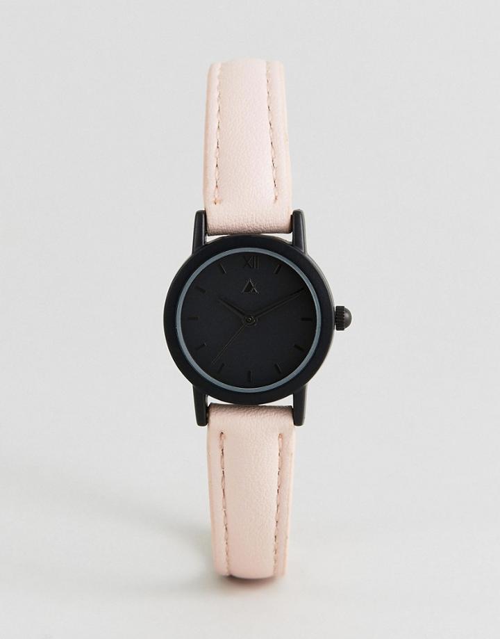 Asos Curve Mini Black Face And Blush Strap Watch - Multi