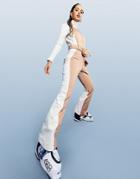 Asos 4505 Fitted Ski Jumpsuit With Flare Leg Detail & Detachable Money Belt-white