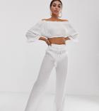South Beach Shirred Top & Beach Pants Two-piece-white