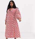 Glamorous Curve Midi Wrap Dress In Vintage Floral