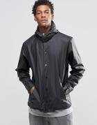 Rains Coach Jacket With Detachable Hood In Black - Black