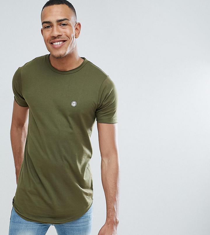 Le Breve Tall Raw Edge Longline T-shirt - Green