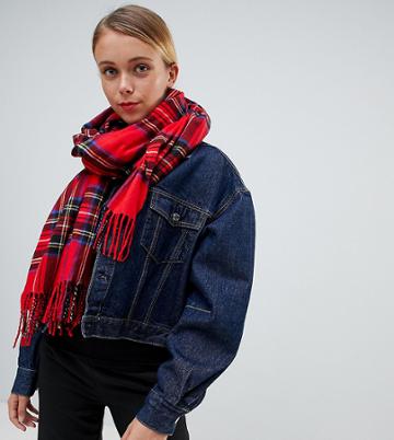 My Accessories Red Plaid Woven Scarf - Red