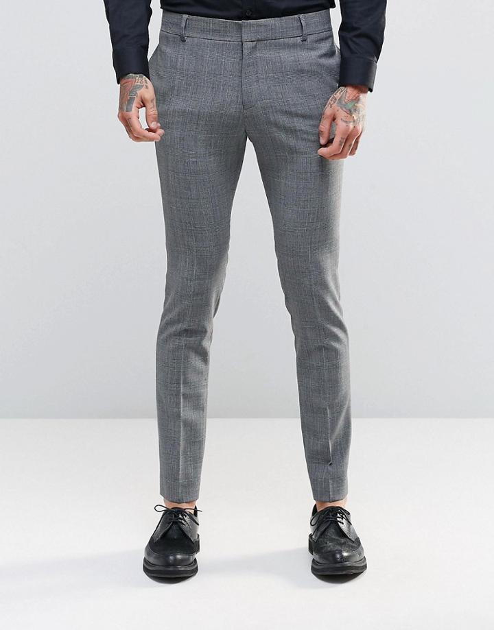 Religion Super Skinny Suit Pants In Check With Stretch - Black