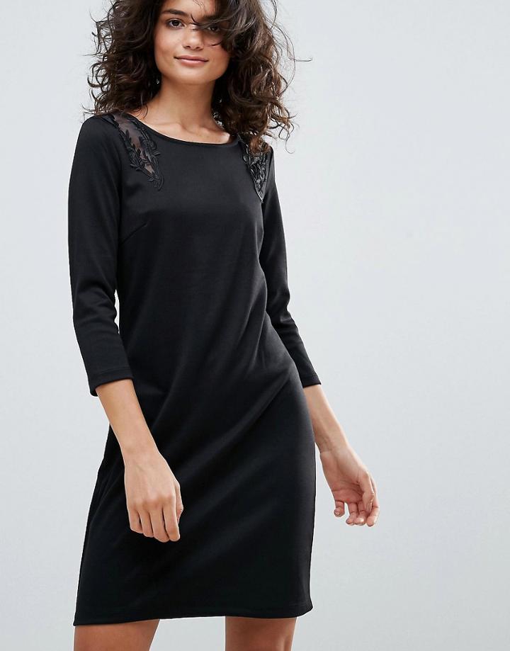 Vila Lace Insert Dress - Gray