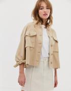 Only Cropped Utility Jacket - Tan