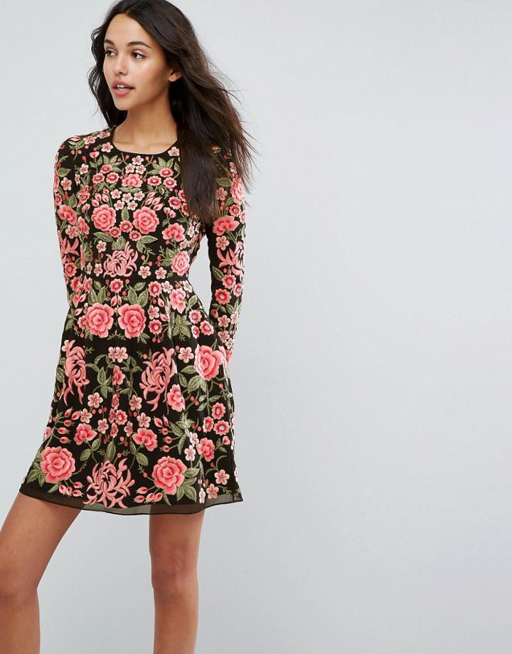 Needle & Thread Embroidery Rose Prom Dress - Black
