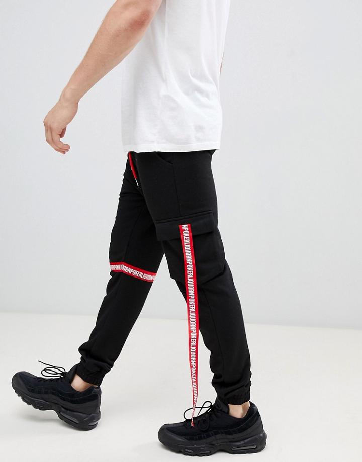 Liquor N Poker Jogger With Taping In Black - Black