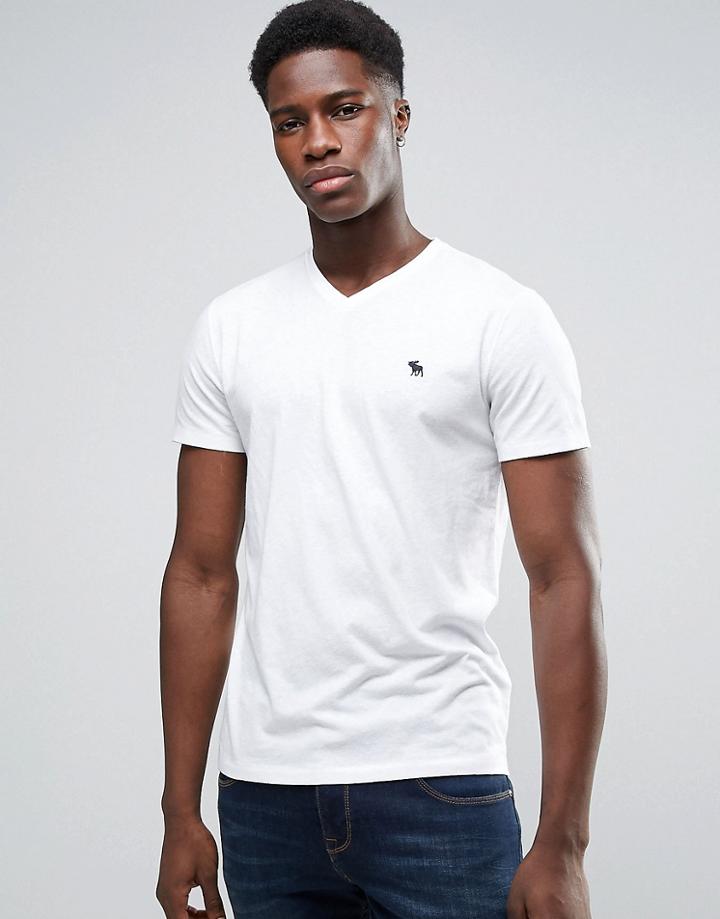 Abercrombie & Fitch V Neck T-shirt Slim In White - White