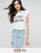 Asos Tall T-shirt With Female Forever Print - White